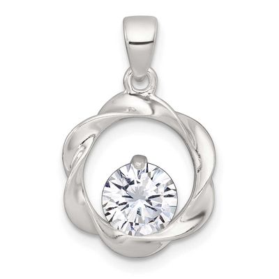 CZ Twisted Circle Pendant Sterling Silver Polished, MPN: QP5929, UPC: