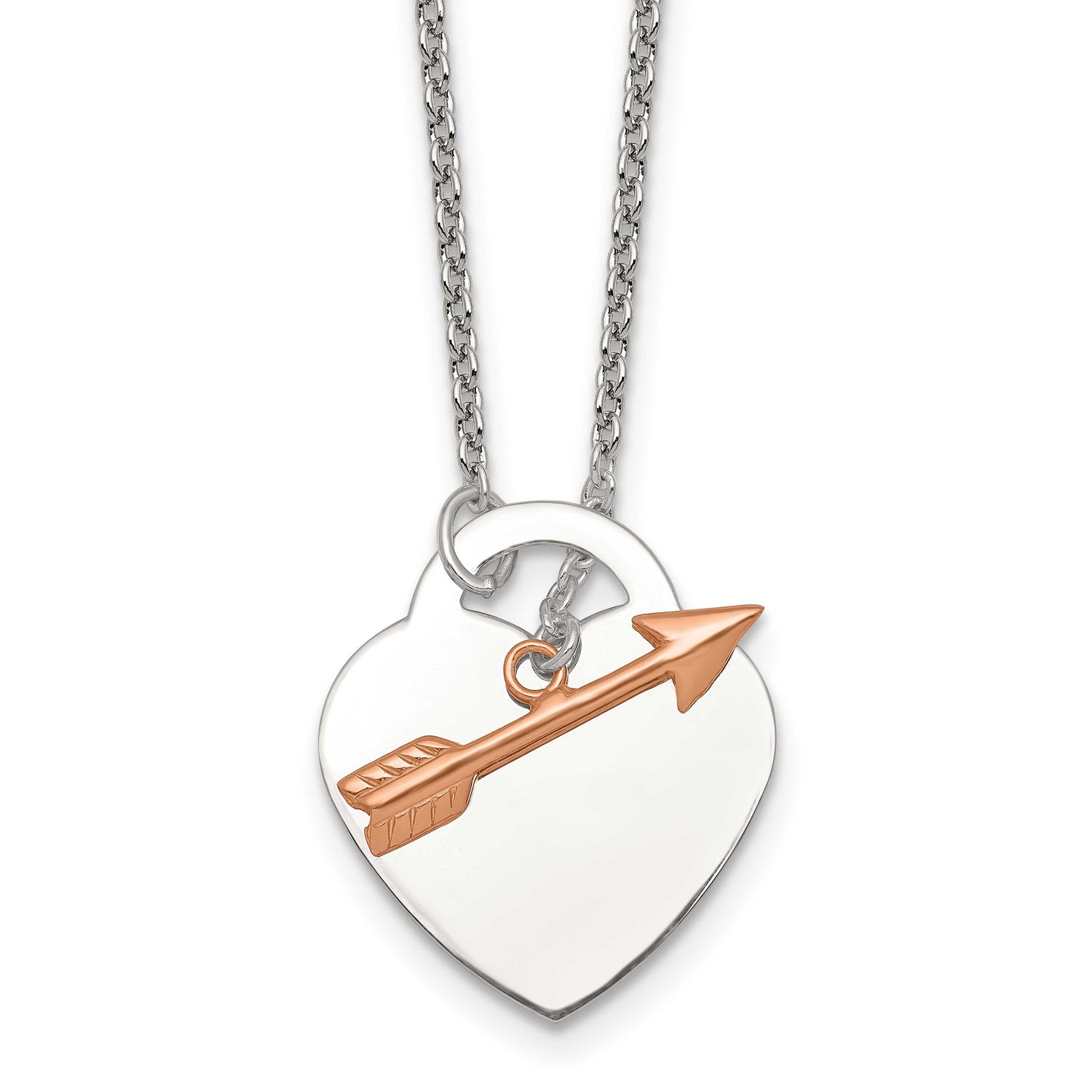 Heart and Arrow Toggle Necklace Sterling Silver Rose-Tone, MPN: QG7049-18, UPC: