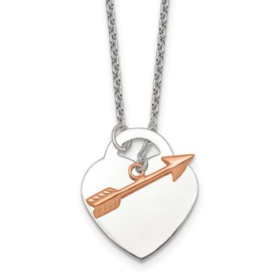 Heart and Arrow Toggle Necklace Sterling Silver Rose-Tone, MPN: QG7049-18, UPC: