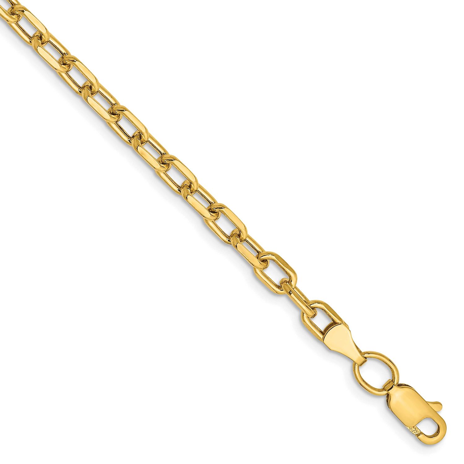 3.7mm Semi-Solid Diamond-cut Open Link Cable Chain 7 Inch 14k Gold, MPN: BC187-7, UPC: