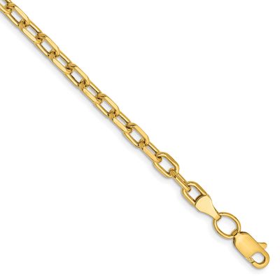 3.7mm Semi-Solid Diamond-cut Open Link Cable Chain 7 Inch 14k Gold, MPN: BC187-7, UPC: