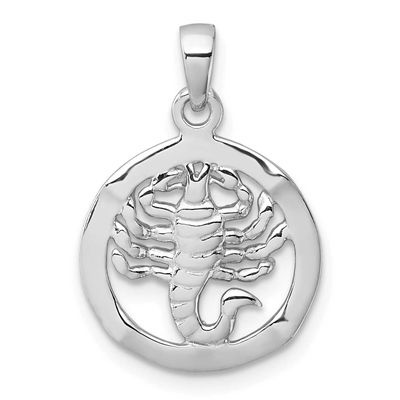 Polished Scorpio Zodiac Pendant Sterling Silver Rhodium-Plated, MPN: QC11667, UPC: