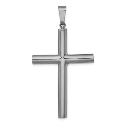Ruthenium-Plated Polished Hollow Latin Cross Pendant Sterling Silver, MPN: QC11639, UPC: