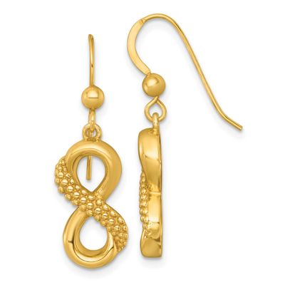 Textured Infinity Dangle Earrings Sterling Silver Gold-Tone Polished, MPN: QG7115EGP, UPC: