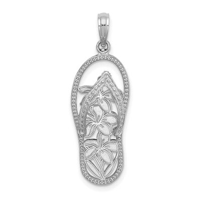 Polished Multi Flower Flip-Flop Charm 14k White Gold, MPN: K7615W, UPC: 196904089781