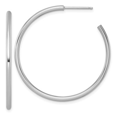 2.0 x 40mm Polished Post Hoop Earrings 14k White Gold, MPN: TF2507W, UPC: