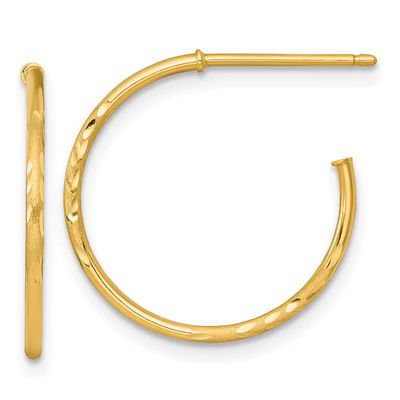 1.2 x 20mm Diamond-Cut Post Hoop Earrings 14k Gold, MPN: TF2478, UPC: