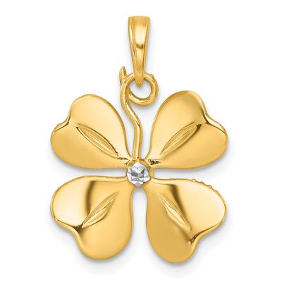 4 Leaf Clover Charm 14k Gold with Rhodium Polished, MPN: K10032, UPC: