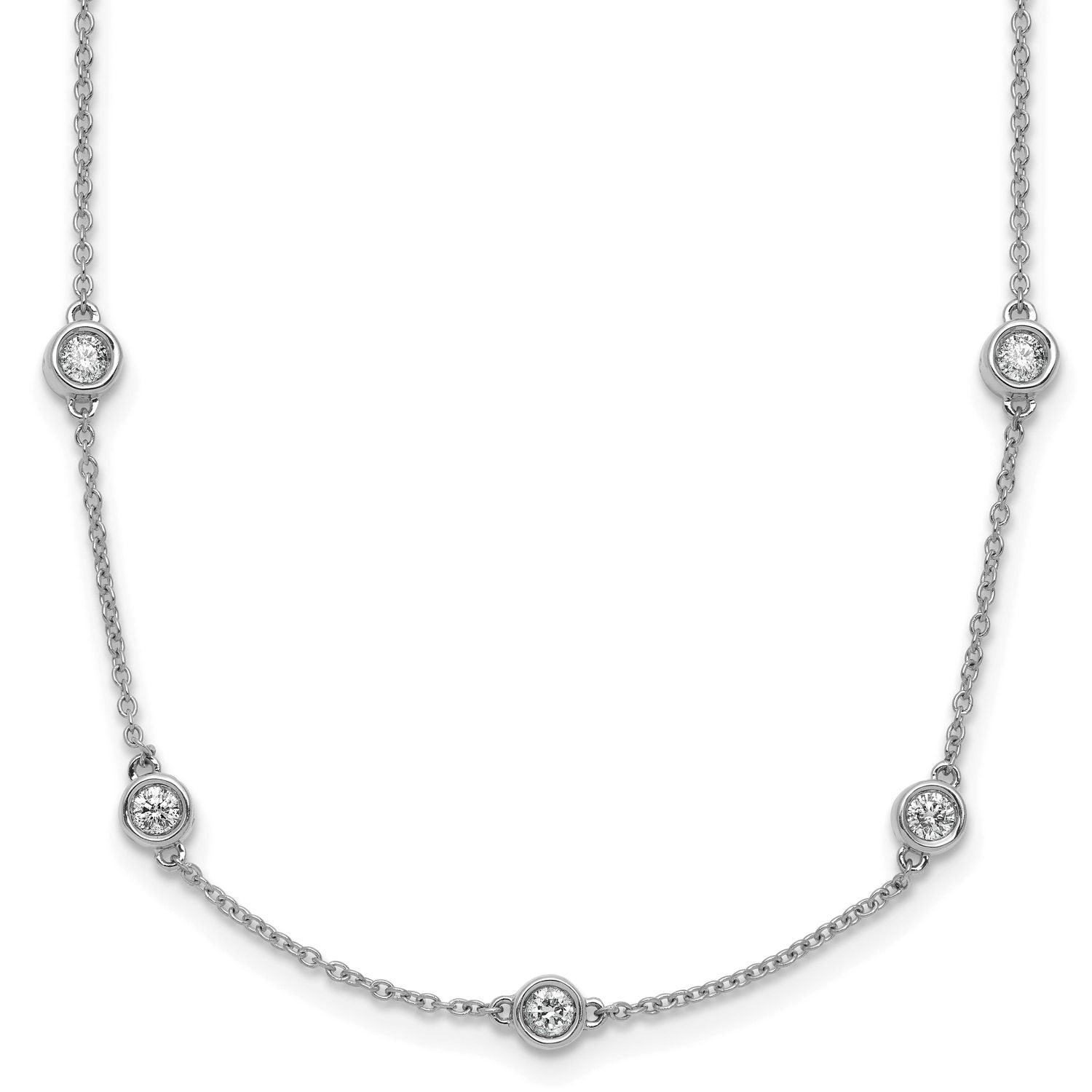 Diamond Station Cable Necklace 14k White Gold, MPN: PM1016-100-WA-18, UPC: