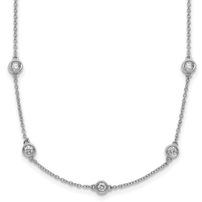 Diamond Station Cable Necklace 14k White Gold, MPN: PM1016-100-WA-18, UPC: