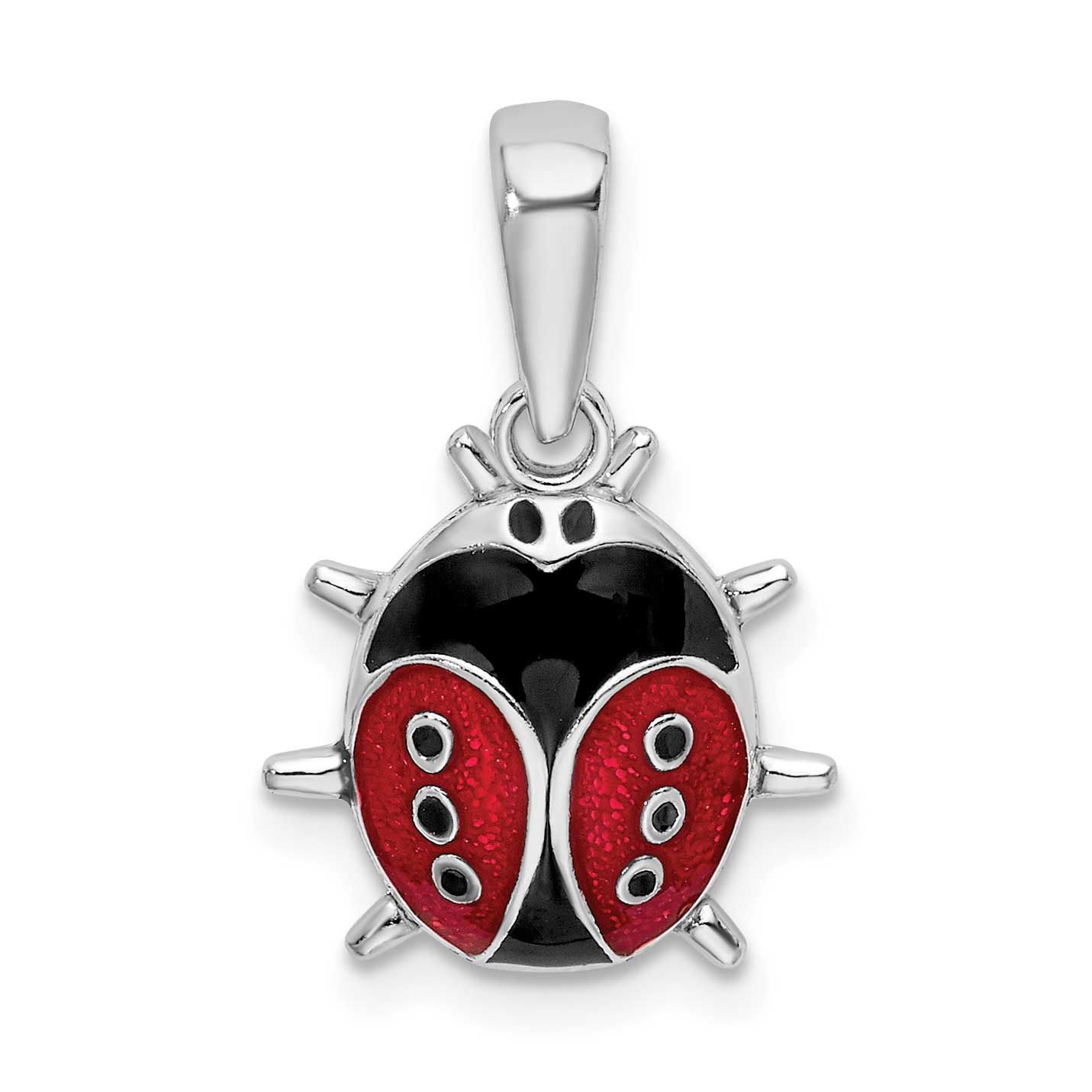 De-Ani Polished 3D Enameled Ladybug Pendant Sterling Silver Rhodium-Plated, MPN: QC10705, UPC: 6372…