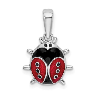 De-Ani Polished 3D Enameled Ladybug Pendant Sterling Silver Rhodium-Plated, MPN: QC10705, UPC: 6372…