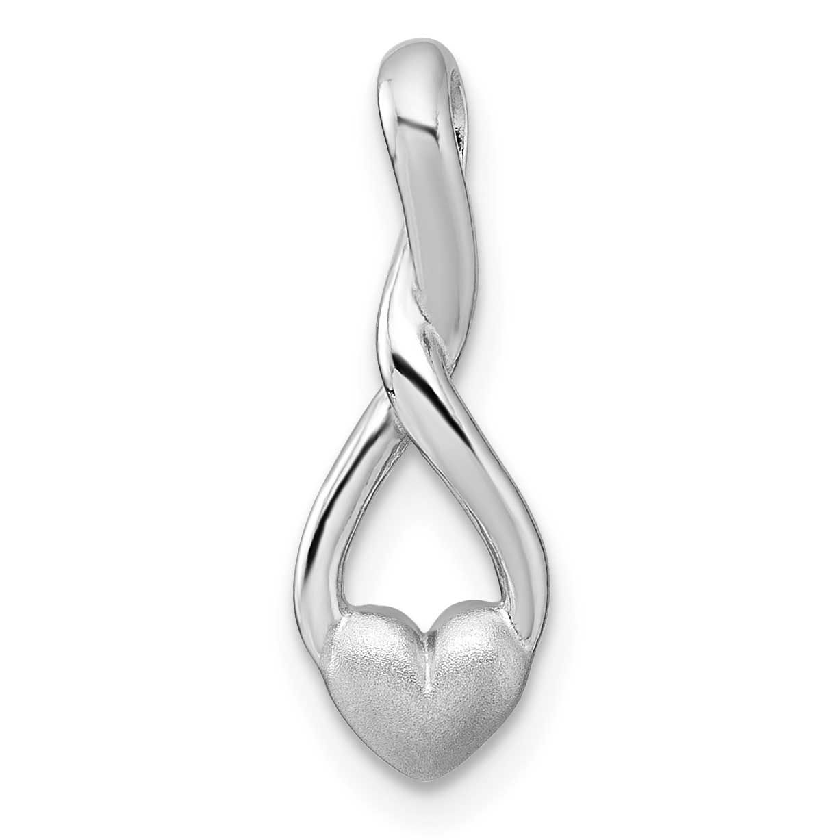 Brushed Fancy Heart Chain Slide Pendant 20 Inch Sterling Silver Rhodium-Plated, MPN: QG7197P, UPC: