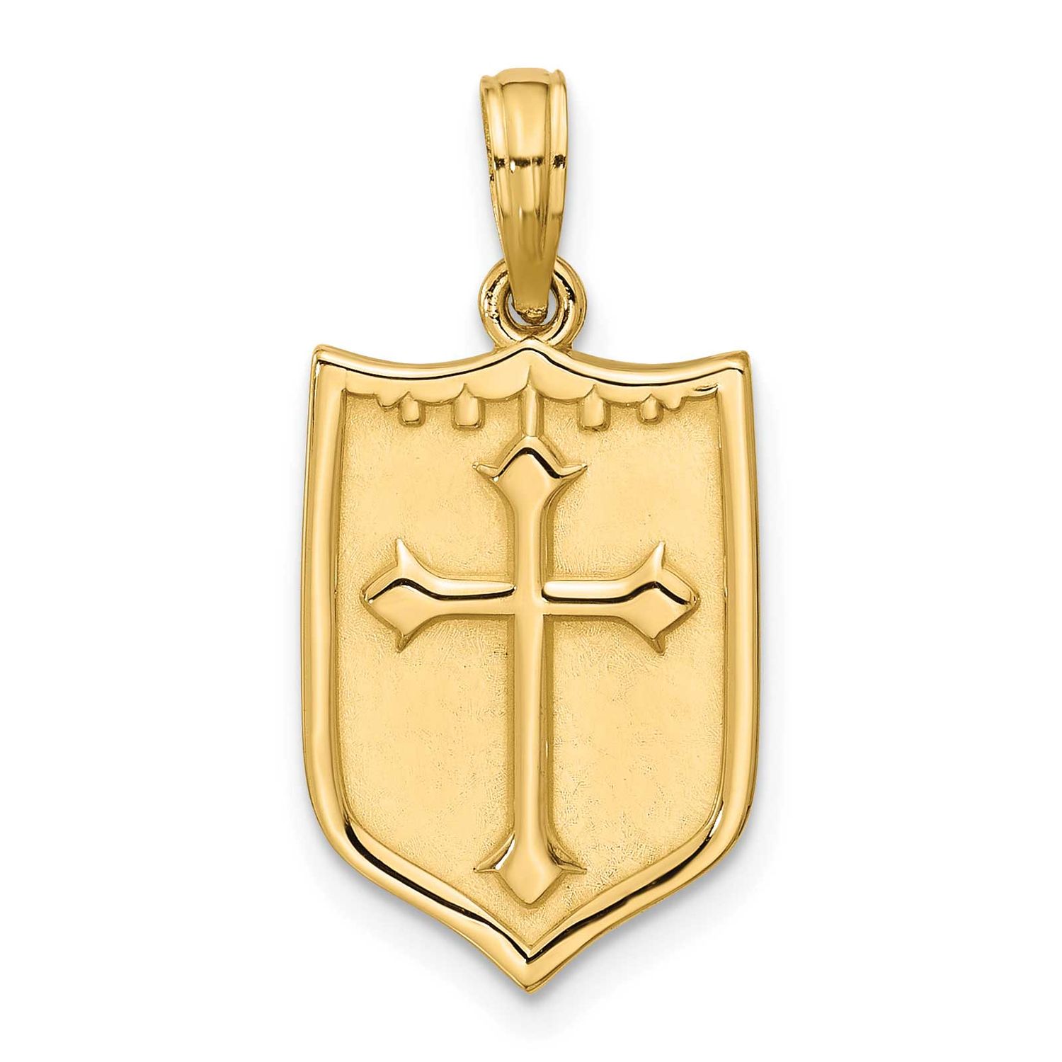 Shield with Cross Pendant 14k Gold Polished, MPN: D5737, UPC: