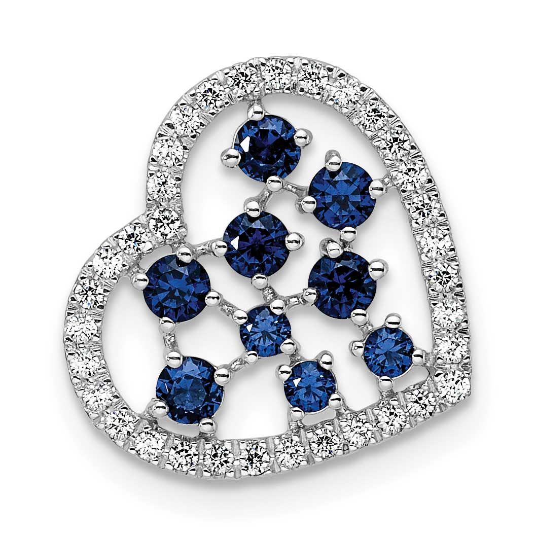 Polished Diamond and Sapphire Heart Chain Slide 15 Inch 14k White Gold, MPN: PM10797-SA-020-WAA, UP…