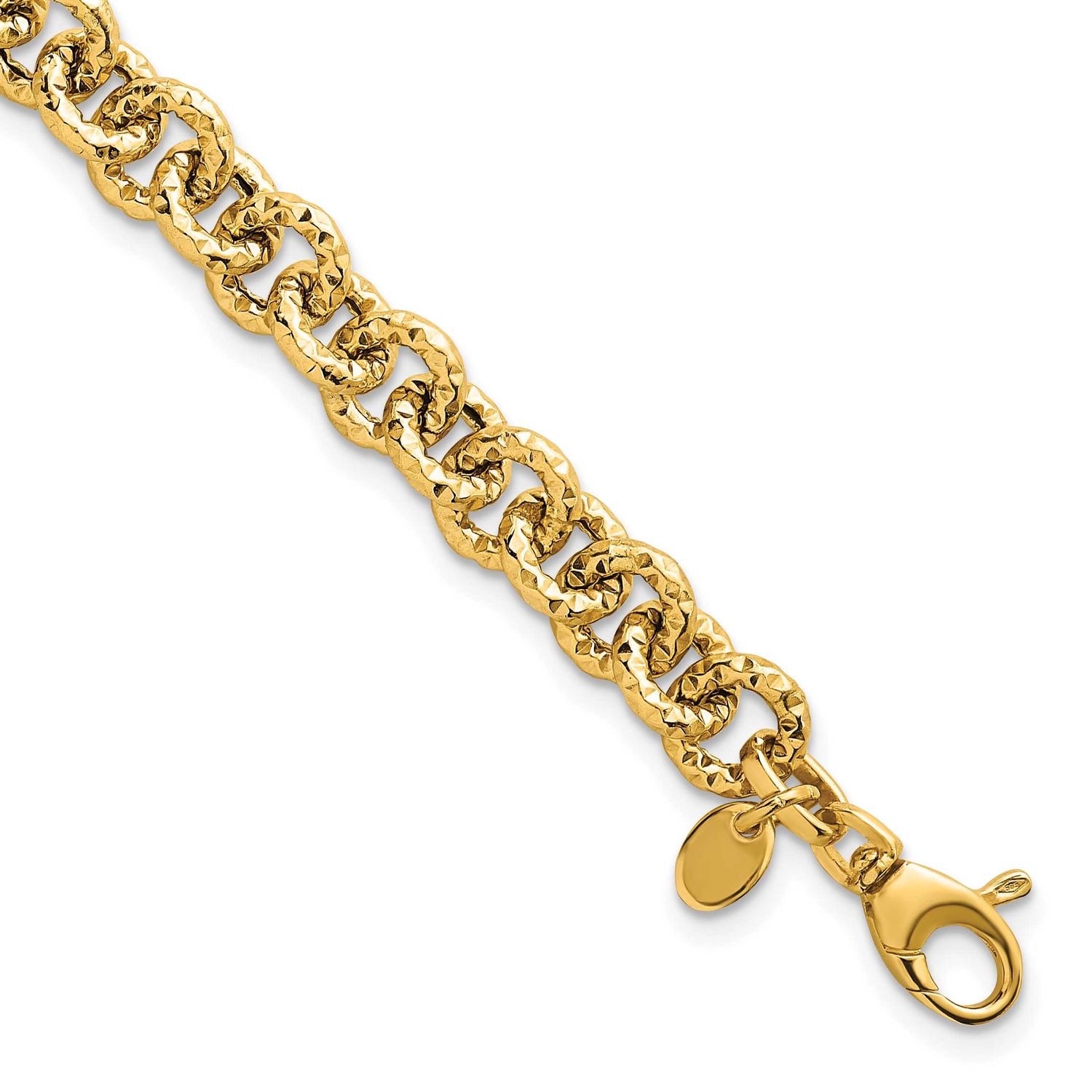 Textured Fancy Link 7.5 Inch Bracelet 14k Gold Polished, MPN: SF3266-7.5, UPC: