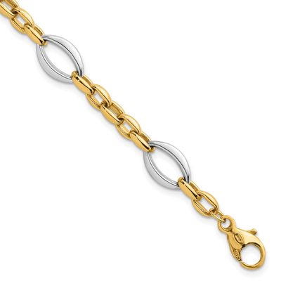 Oval Link Bracelet 14K Two Tone Gold Polished, MPN: SF3265-7.25, UPC: