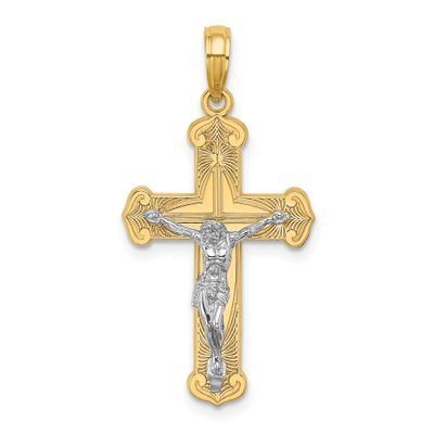 Two-Tone Engraved Crucifix Charm 10k Gold, MPN: 10K9215, UPC: 63721815445