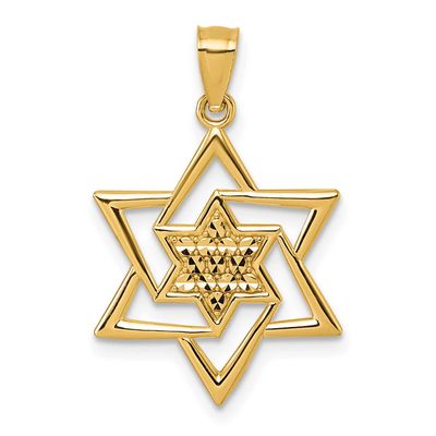 Diamond-cut Star of David Religious Pendant 14k Gold Polished, MPN: K10114, UPC: