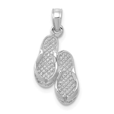 3D White Gold Flip Flops Pendant 14k Gold, MPN: K2905W, UPC: 637218126552