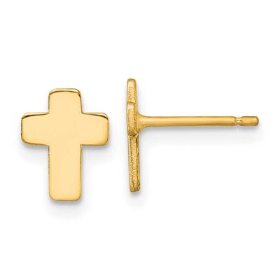 Polished Cross Post Earrings 14k Gold, MPN: TE977, UPC: