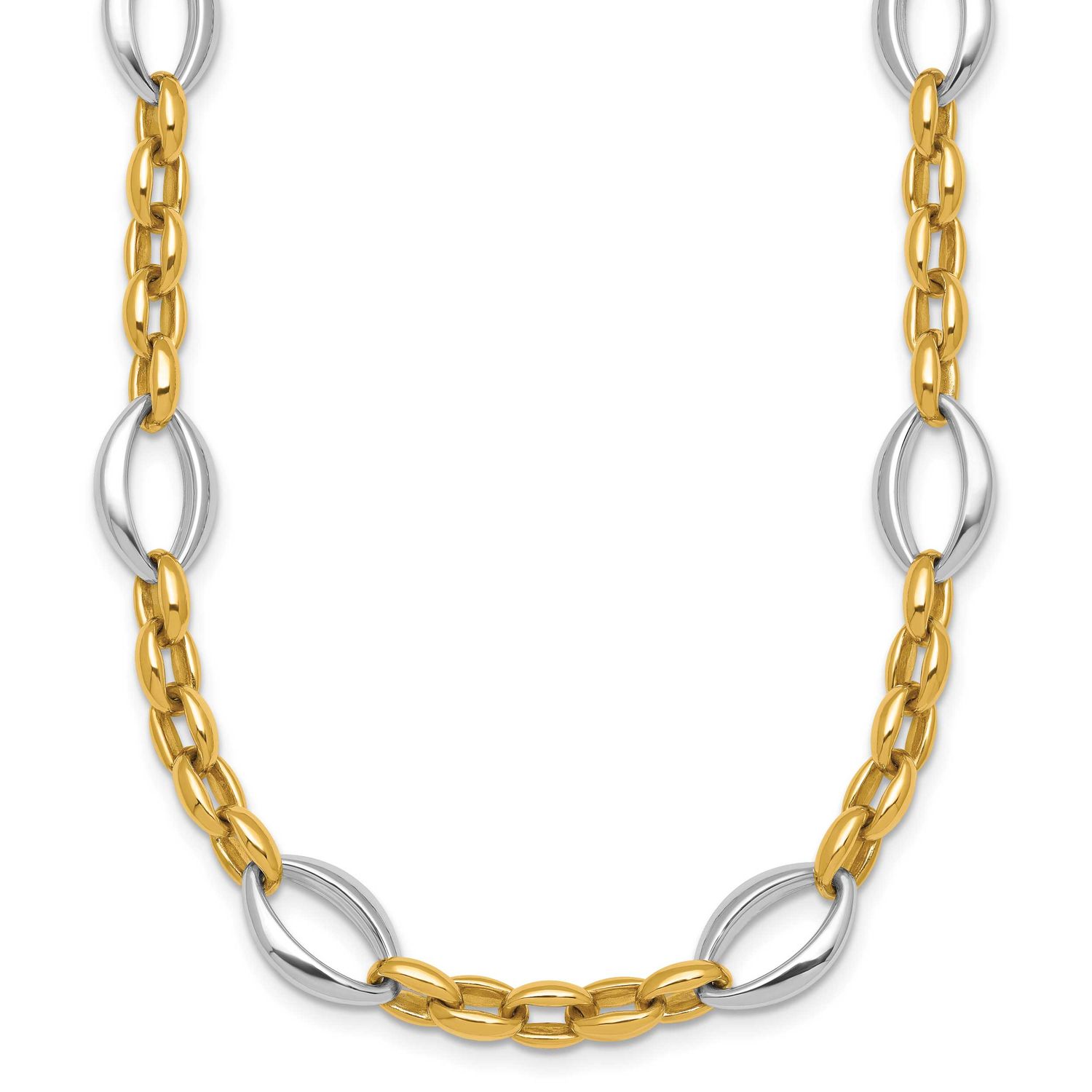 Fancy Oval Link Necklace 14K Two Tone Gold Polished, MPN: SF3265-18, UPC: