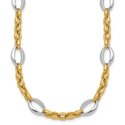 Fancy Oval Link Necklace 14K Two Tone Gold Polished, MPN: SF3265-18, UPC: