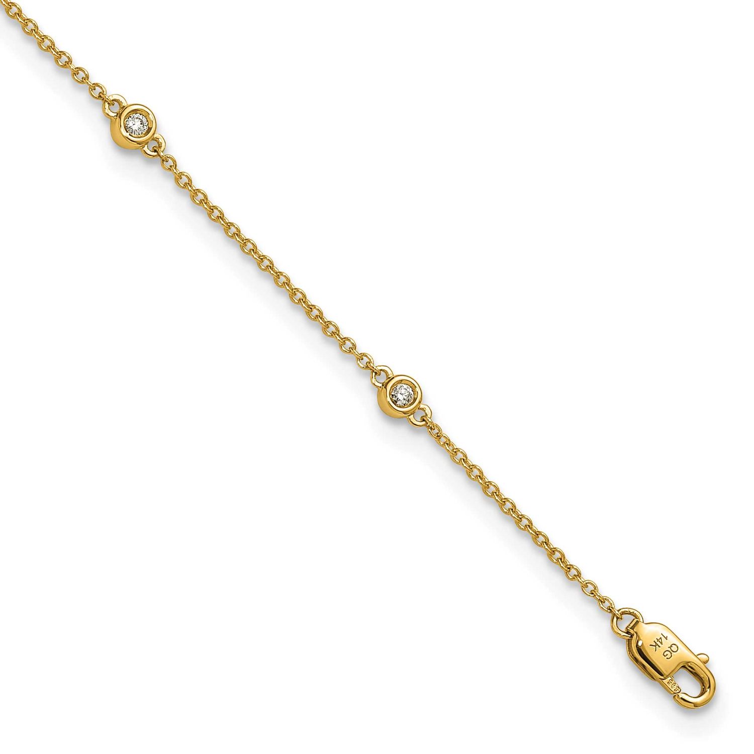 Diamond Station Cable Anklet 14k Gold, MPN: PM1011-017-YA-9, UPC: