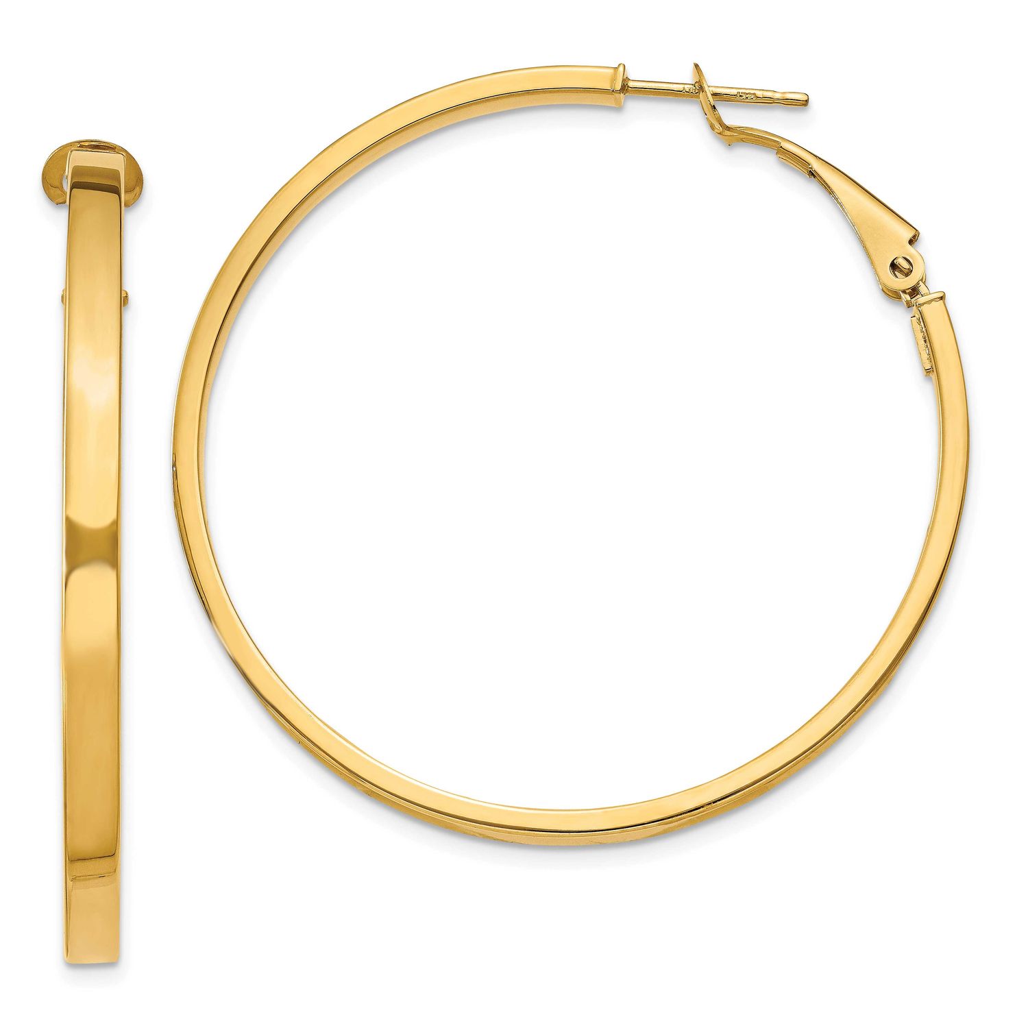 3x40mm Polished Square Tube Round Hoop Earrings 10k Gold, MPN: 10PRE232, UPC: