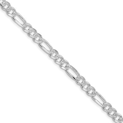 5.5mm Pavc Flat Figaro Chain 20 Inch Sterling Silver Rhodium-Plated, MPN: QFF150R-20, UPC: