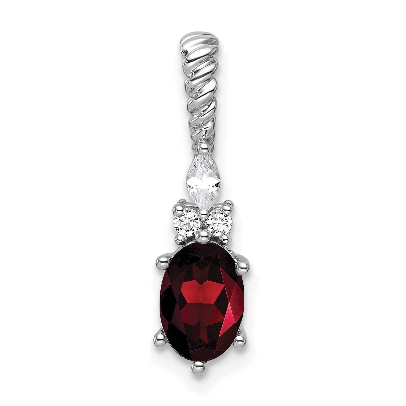 Polished Diamond and Garnet Twisted Chain Slide 21.8 Inch 14k White Gold, MPN: PM9791-GA-009-WAA, U…