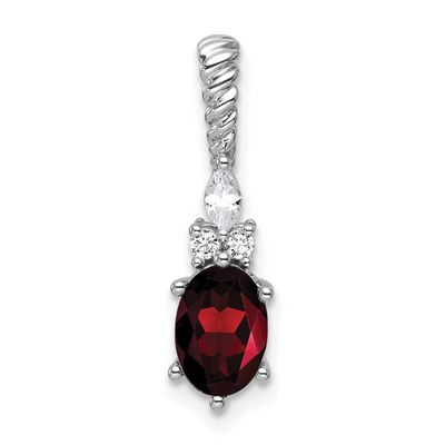 Polished Diamond and Garnet Twisted Chain Slide 21.8 Inch 14k White Gold, MPN: PM9791-GA-009-WAA, U…