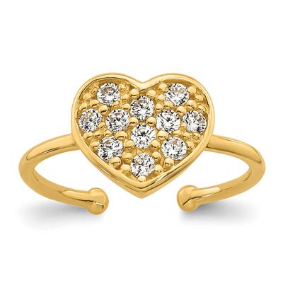 Pave CZ Heart Toe Ring 10k Gold Polished, MPN: 10R991, UPC: