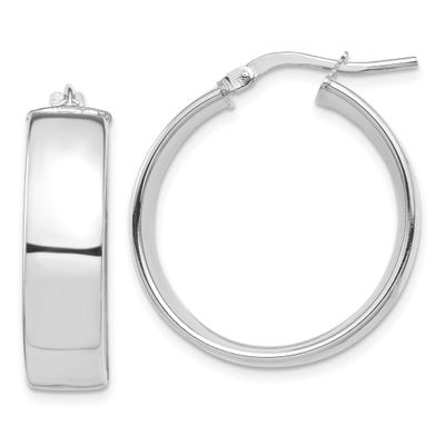 High Polished 7mm Hoop Earrings 10k White Gold, MPN: 10TF1413W, UPC: