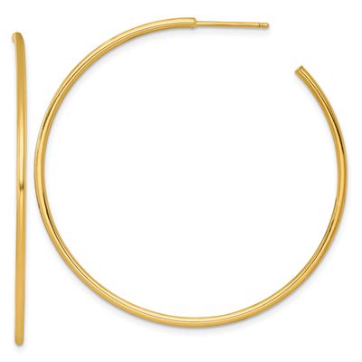 1.5 x 50mm Polished Post Hoop Earrings 14k Gold, MPN: TF2501, UPC: