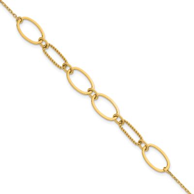 Twisted Oval Link 9.5mm with .5 Inch Extension Bracelet 14k Gold Polished, MPN: SF3236-6.75, UPC: