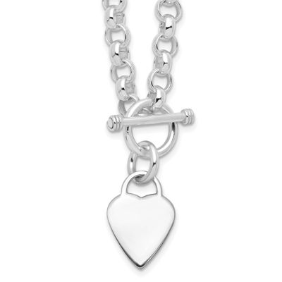 Engraveable Heart Disc On Toggle Necklace Sterling Silver Rhodium-Plated, MPN: QG1150R-18, UPC: