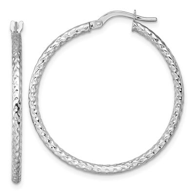 Polished Diamond-Cut Hoop Earrings 14k White Gold, MPN: TF2411W, UPC: