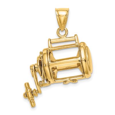 Moveable 3D Fishing Reel Charm 14k Gold, MPN: K9160, UPC: 637218060023
