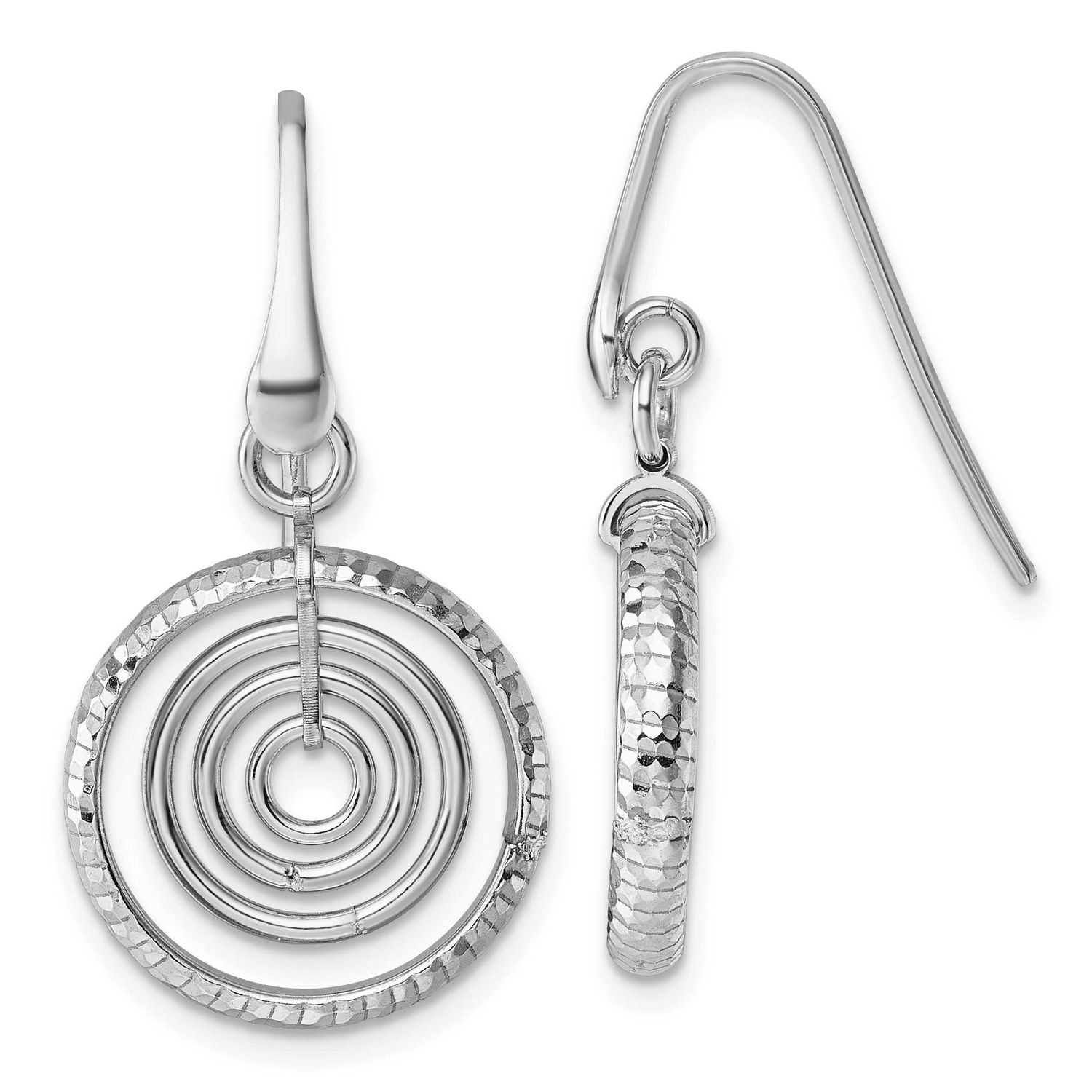 Polish Multi Circle Dangle Earrings Sterling Silver Rhodium-Plated, MPN: QG7132E, UPC: