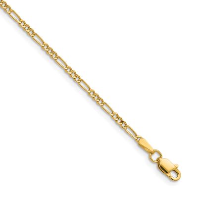 1.9mm Semi-Solid Figaro Chain 10 Inch 14k Gold, MPN: BC210-10, UPC: