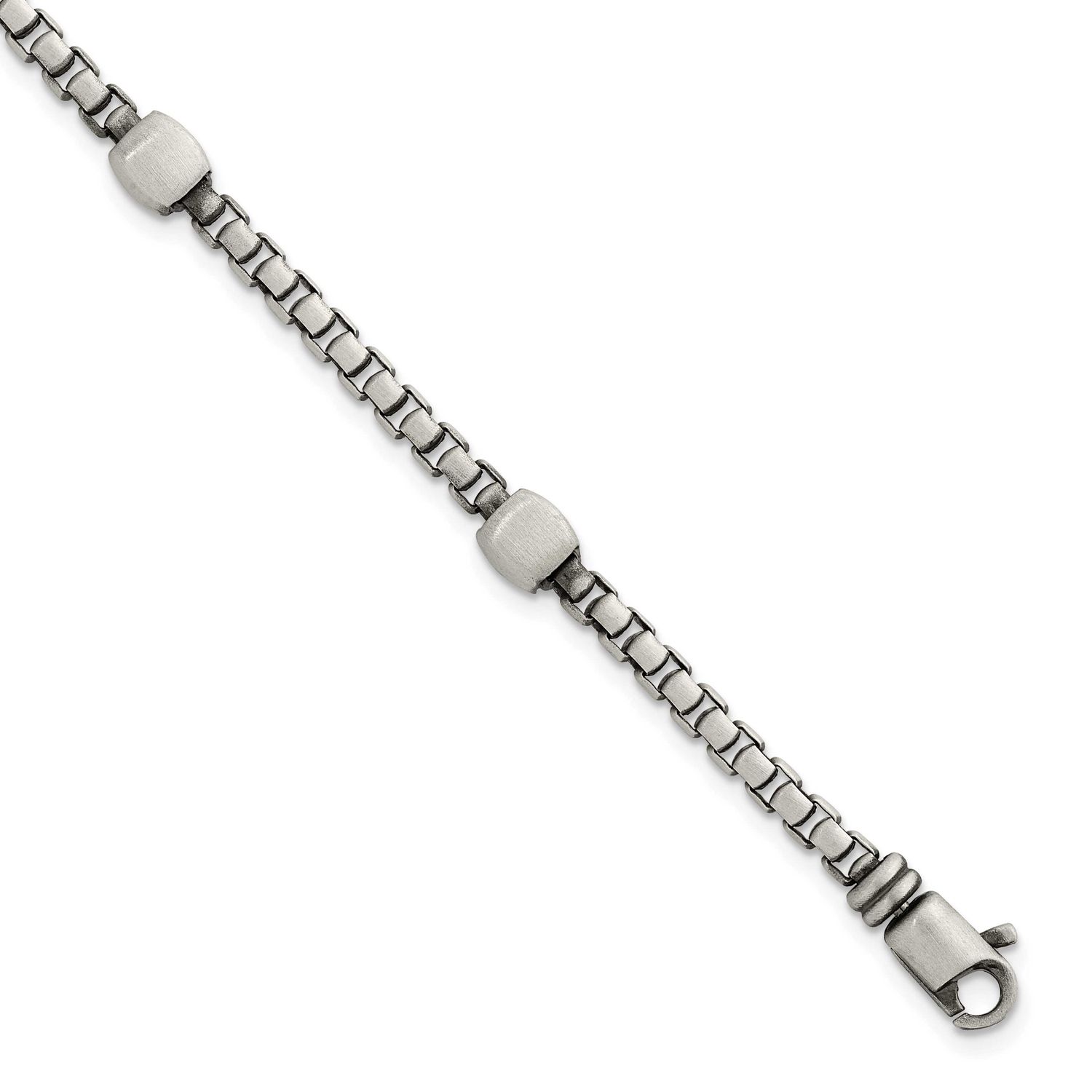 Black Ruthenium Brushed Box Chain Men&#39;s Bracelet 8.5 Inch Sterling Silver, MPN: QG6785-8.5, UPC: