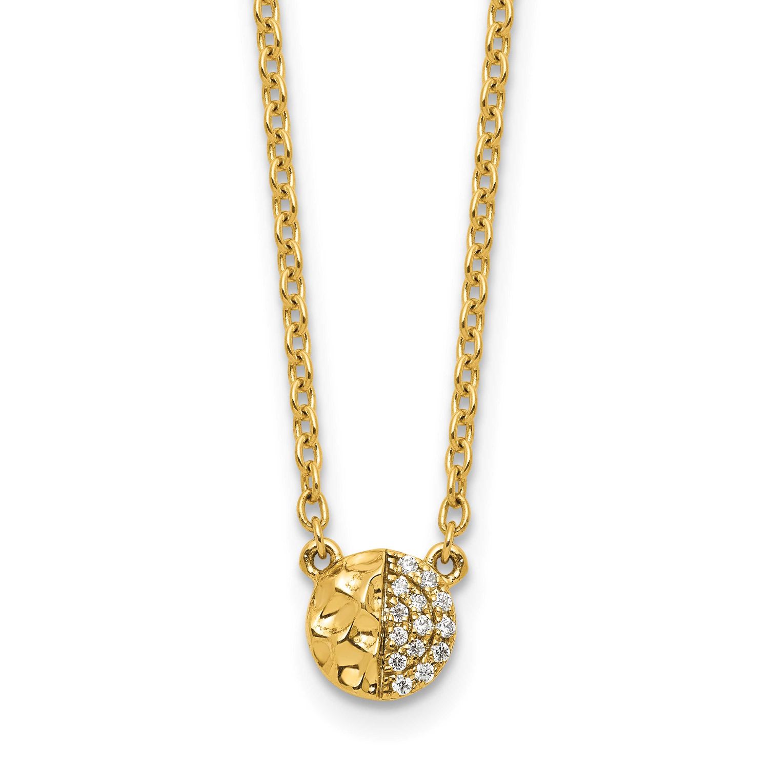 Hammered Diamond Disk Necklace 14k Gold Polished, MPN: PM10779-005-YAA, UPC: