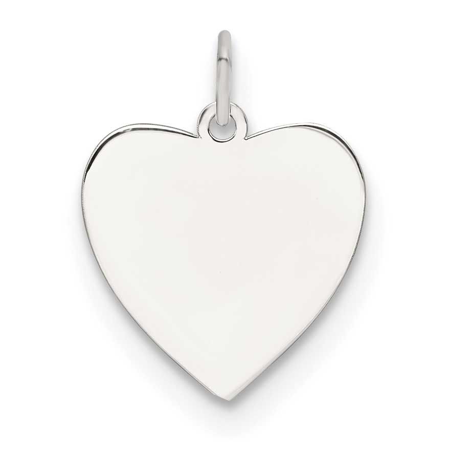 Engraveable Heart Polished Front/Satin Back Disc Charm Sterling Silver Rhodium-Plated, MPN: QM569/1…