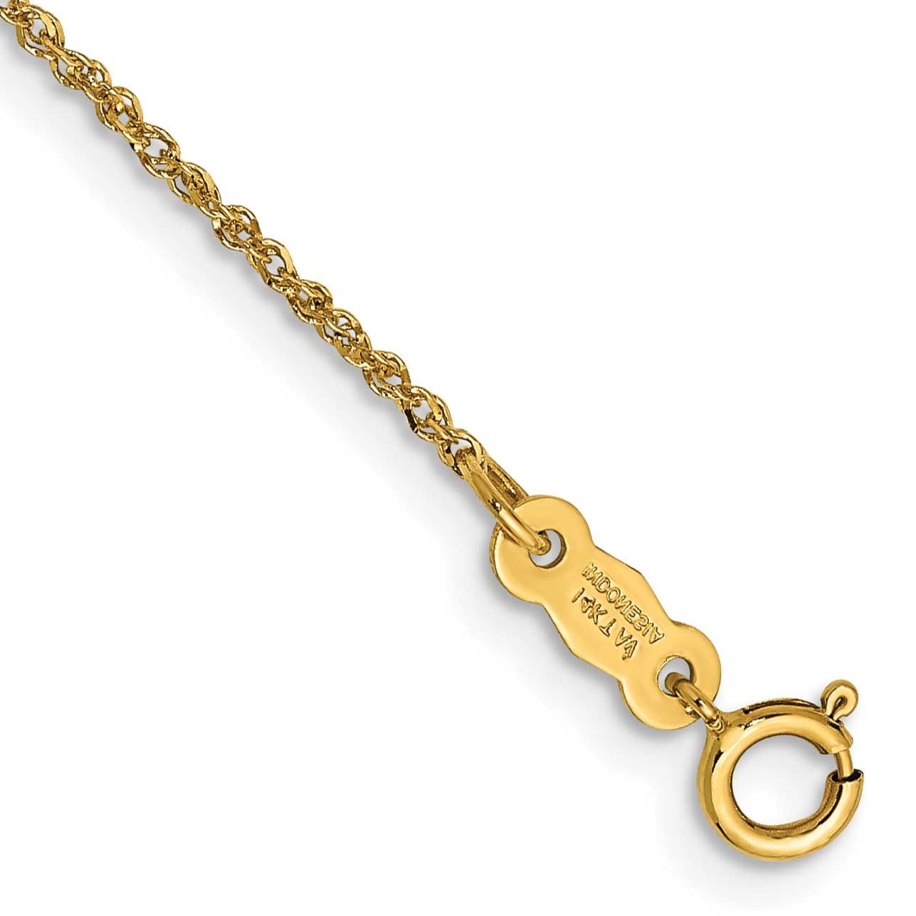 10 Inch 1.1mm Ropa with Spring Ring Clasp Anklet 14k Gold, MPN: RPA020-7, UPC: 883957166421