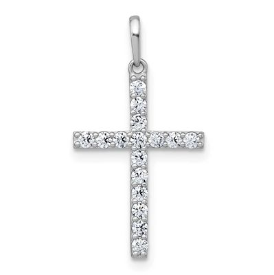 Polished CZ Cross Pendant 10k White Gold, MPN: 10C1499W, UPC: