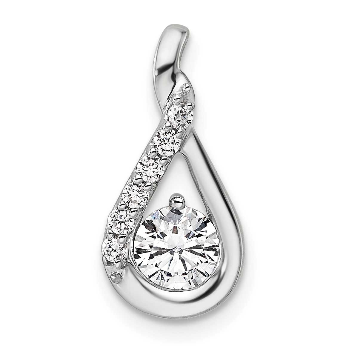 Polished Diamond Complete Tear-Drop Chain Slide 17.3 Inch 14k White Gold, MPN: PM10222-060-WAA, UPC:
