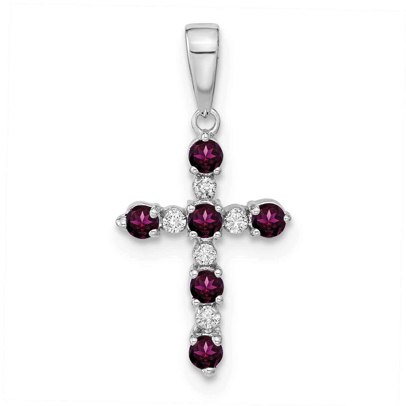 Rhodolite Garnet and Diamond Cross Pendant 14k White Gold, MPN: XP3387WRG/A, UPC: