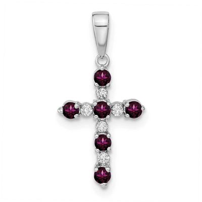 Rhodolite Garnet and Diamond Cross Pendant 14k White Gold, MPN: XP3387WRG/A, UPC: