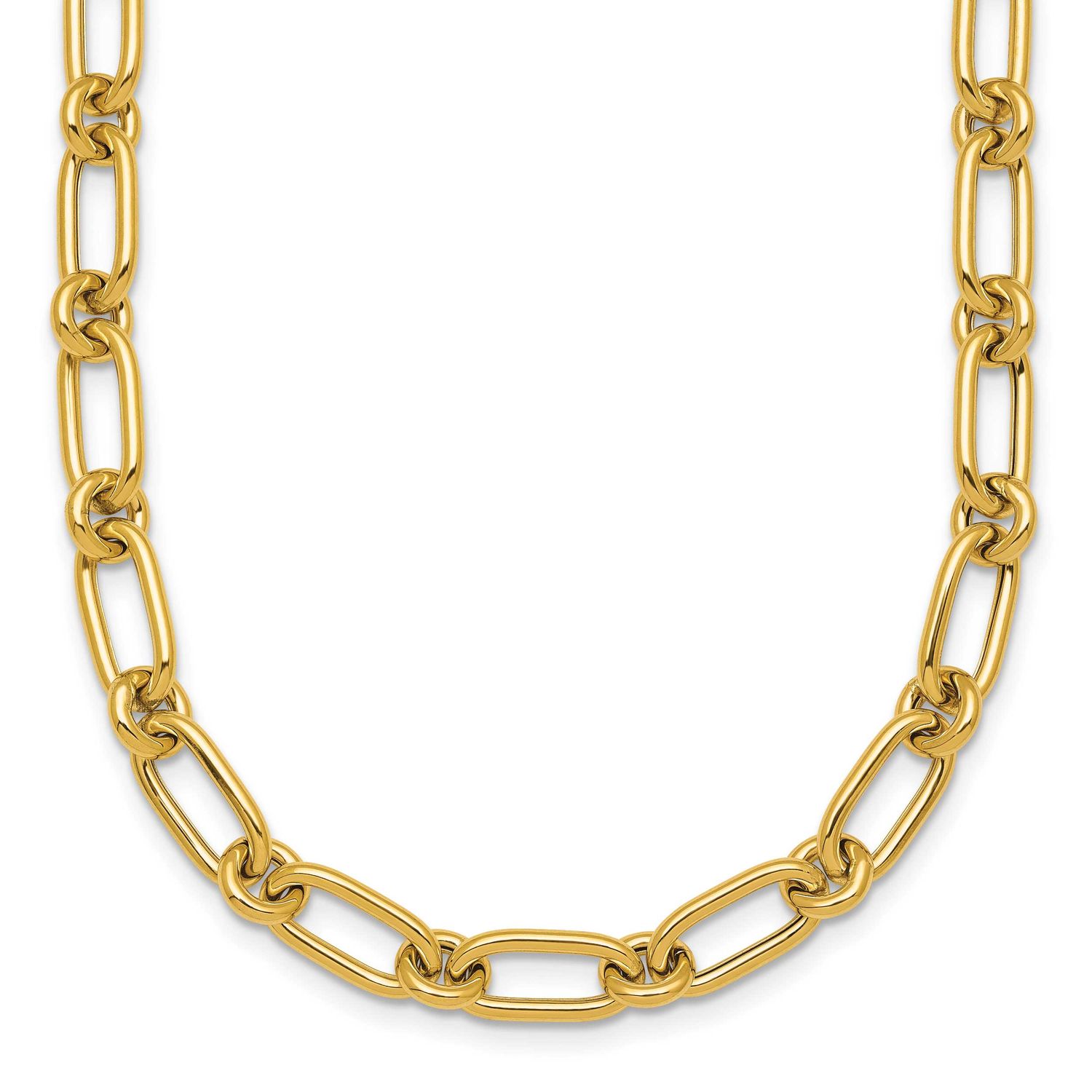 Oval and Circle Link 18 Inch Necklace 14k Gold Polished, MPN: SF3233-18, UPC: